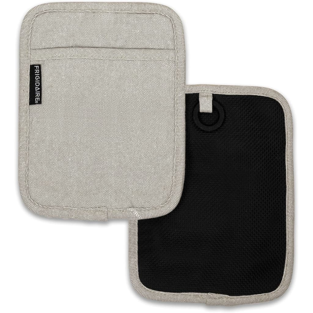 2 Pack - Beige Heat Resistant Thick Soft Quilted Lining Kitchen Oven Pot Holders With Neoprene and Cotton Non-slip - 9" x 7"