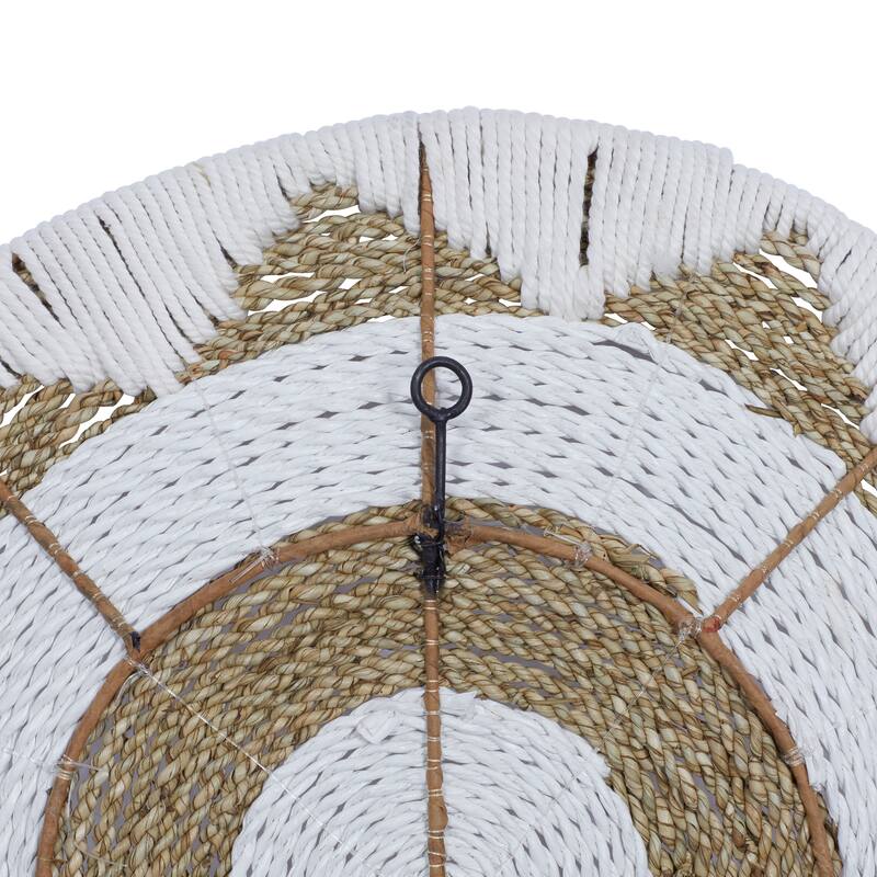 White Cotton Fabric Handmade Woven Plate Home Wall Decor (Set of 3)