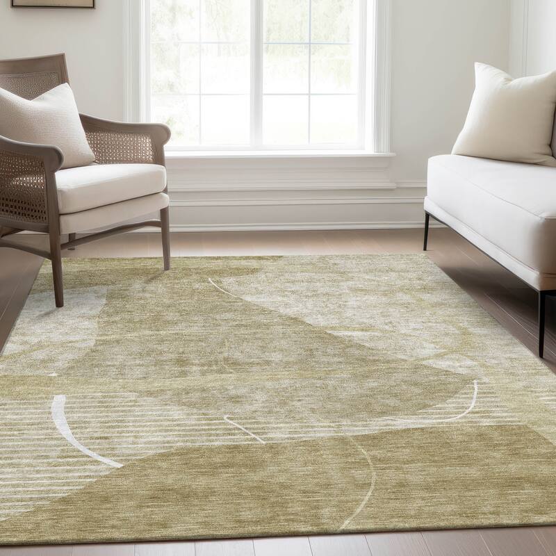 Machine Washable Indoor/ Outdoor Chantille Abstract Modern Rug