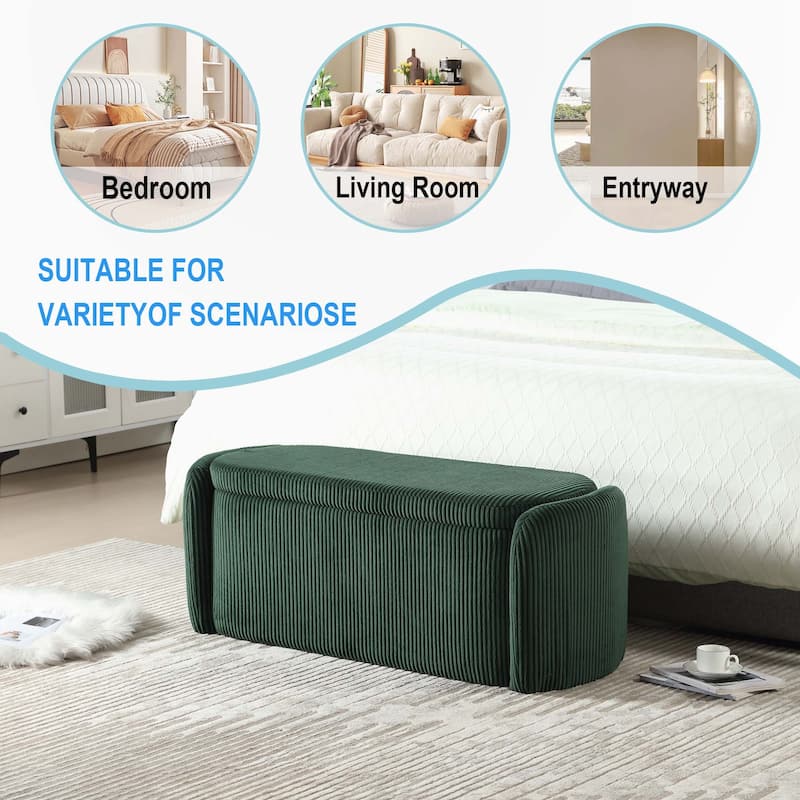 Bedroom Storage Ottoman End Bench with Safety Hinge