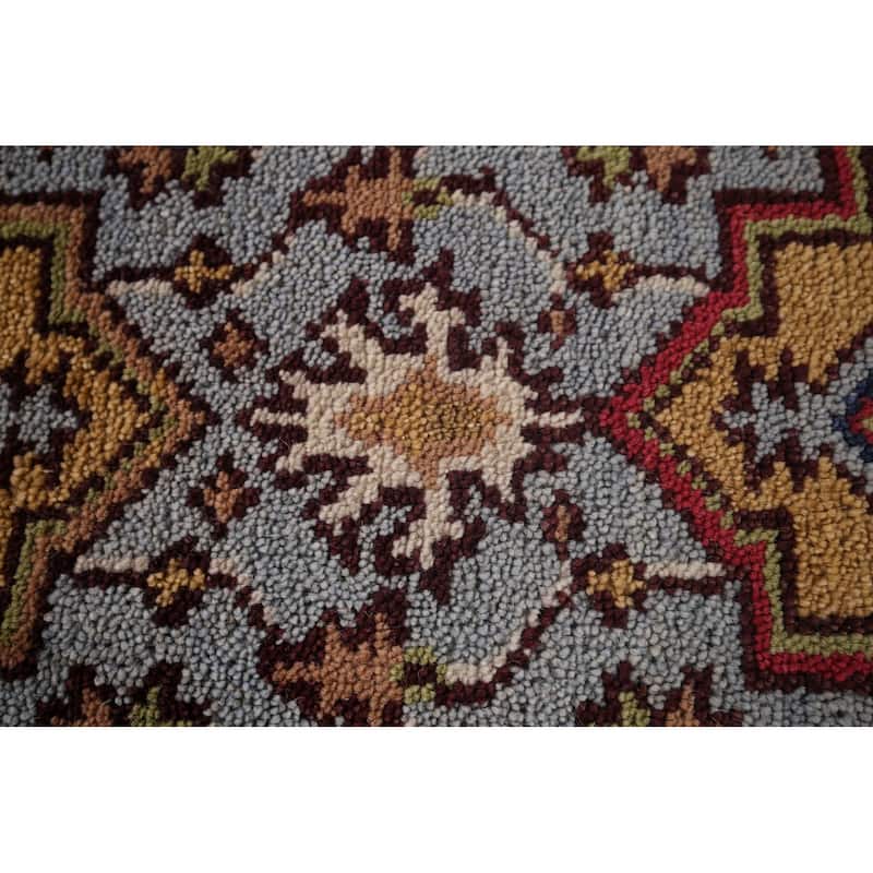 Light Blue Heriz Serapi Oriental Runner Rug Hand-Knotted Wool Carpet - 2'6"x 8'1"