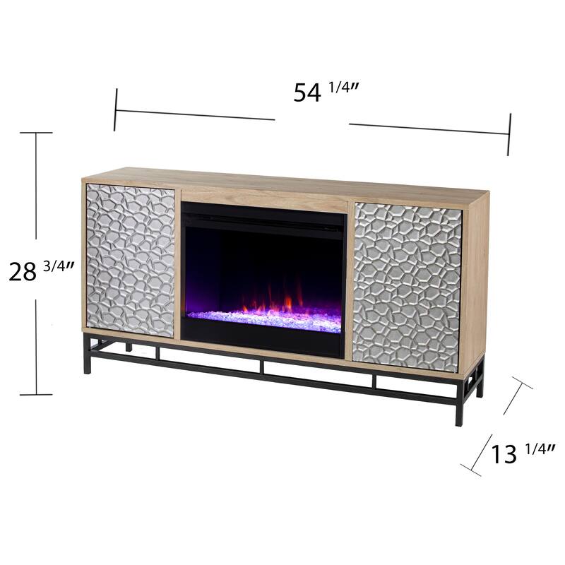 SEI Furniture Ausborne Electric Fireplace w/ Media Storage - Natural