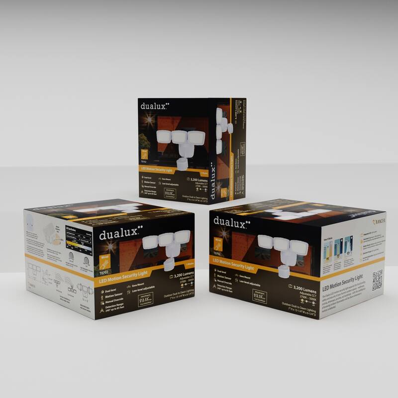 Integrated LED Motion Sensor Dusk to Dawn 3-Head Outdoor Security Flood Light - 240 Degree - 85 Ft.