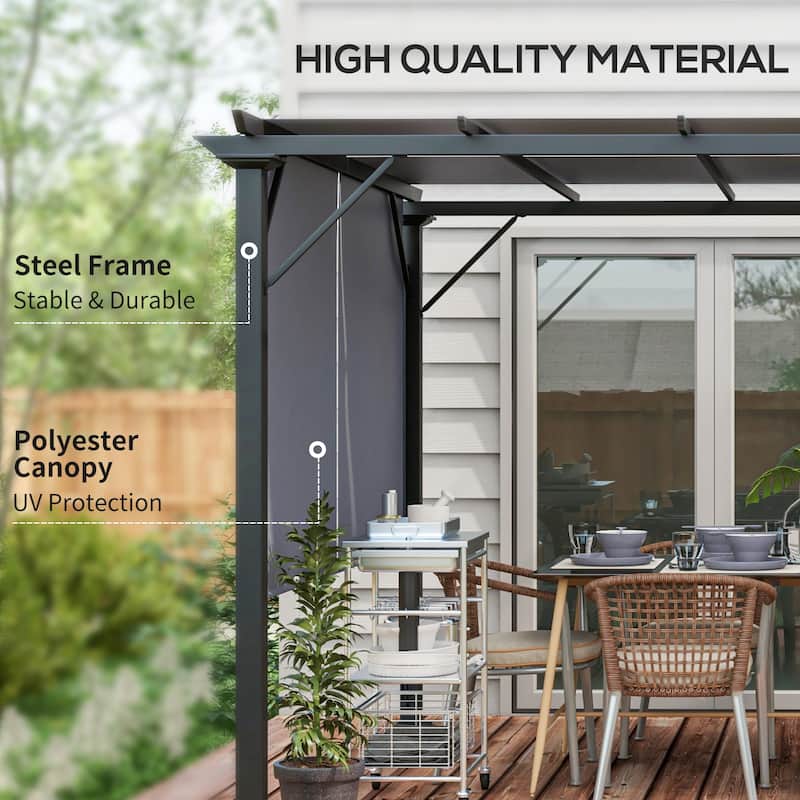 Outsunny 12ft x 10ft Outdoor Retractable Canopy Pergola Steel Frame Patio Pergola Shelter Sun Shade