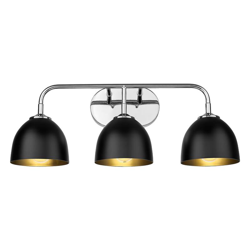 Yep by Golden Lighting Zoey 3-light Vanity in Chrome and Matte Black shade