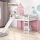 preview thumbnail 1 of 25, Contemporary Style Full Size Loft Bed with Slide, House Bed with Slide Full - White