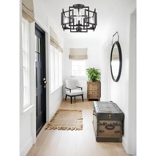 4-Light Geometric Simple Lantern Marco Pendant Lamp or Semi Flush Mount