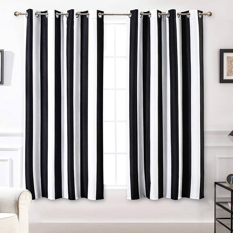 DriftAway Ryder Stripe Pattern 100 Percent Blackout Thermal Insulated Window Curtain