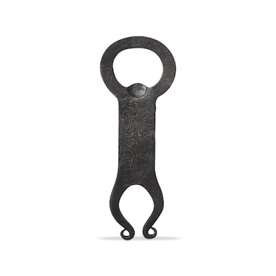 Hanging Around Forged Iron Bottle Opener - Black Everyday Bar Tool, Hand Wash Only, 5" L x 1.5" W x 0.25" H