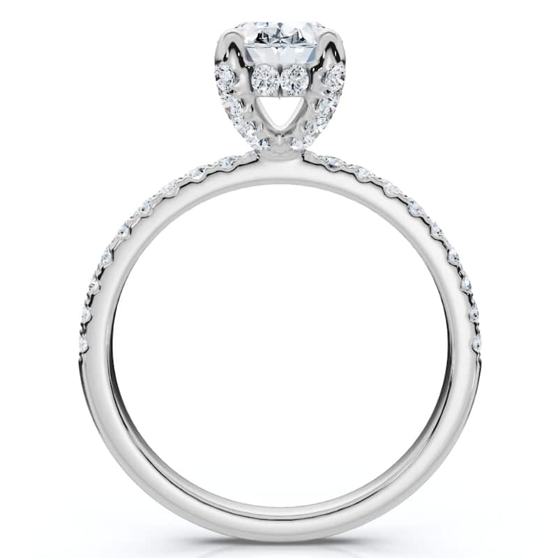 1 1/2Ct Oval Diamond Accents Engagement Ring White Yellow or Rose Gold Lab Grown