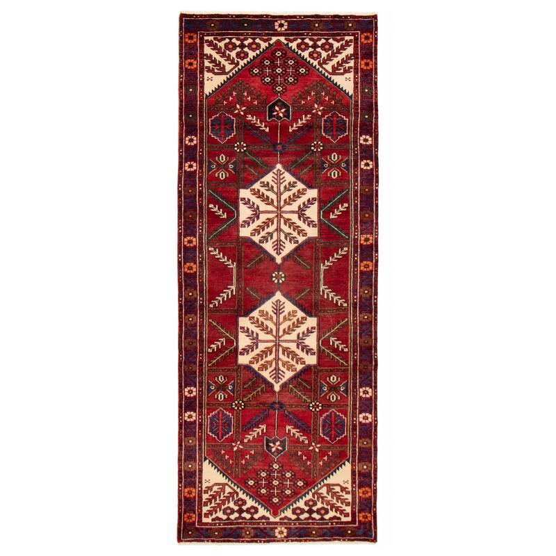 ECARPETGALLERY Hand-knotted Anadol Red Wool Rug - 3'6 x 9'2 - Red - 3'6 x 9'2