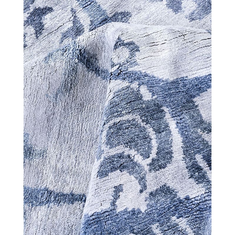 Modern One-of-a-Kind Hand-Knotted Area Rug, Blue - 8' 2" x 10' 2"