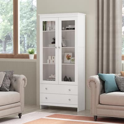 FAMAPY 70-in Tall Storage Media Cabinet w/ Drawers Adjustable Shelf - 70.7"H
