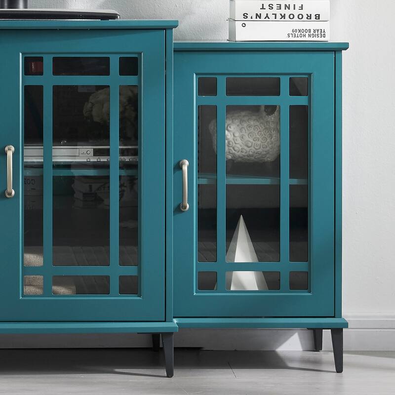 Modern Storage Buffet Cabinet with Adjustable Shelves and Tempered Glass Doors