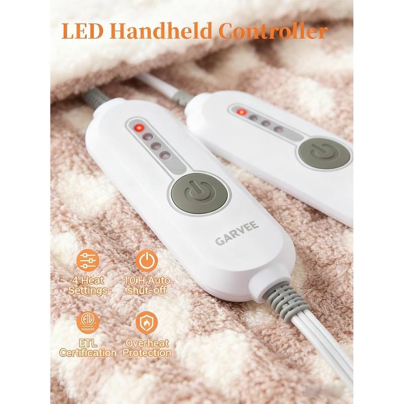 90"x100" Sherpa Machine Washable Electric Blanket Heated Throw