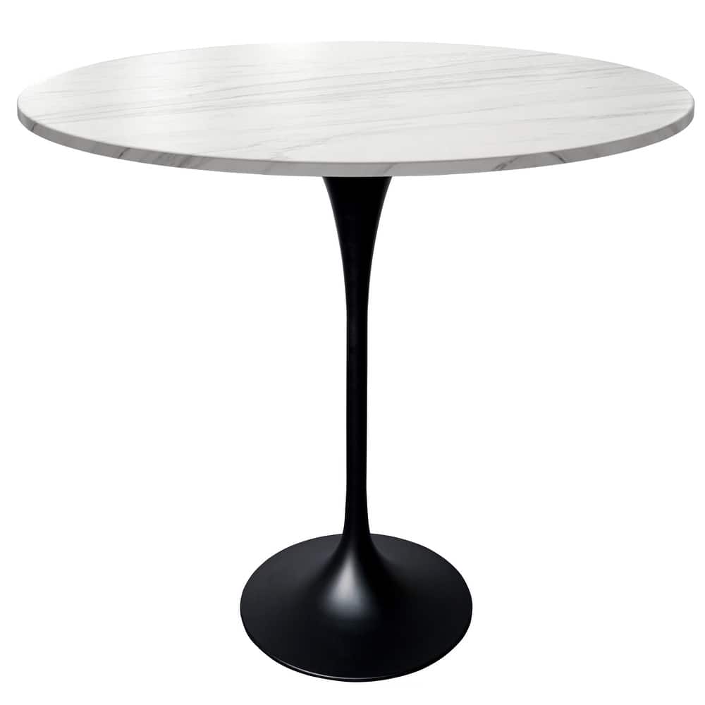 Verve 48" Large Round Sintered Stone Bar Height Luxury Kitchen Island Table - High Top for 6 People, Scratch & Heat Proof