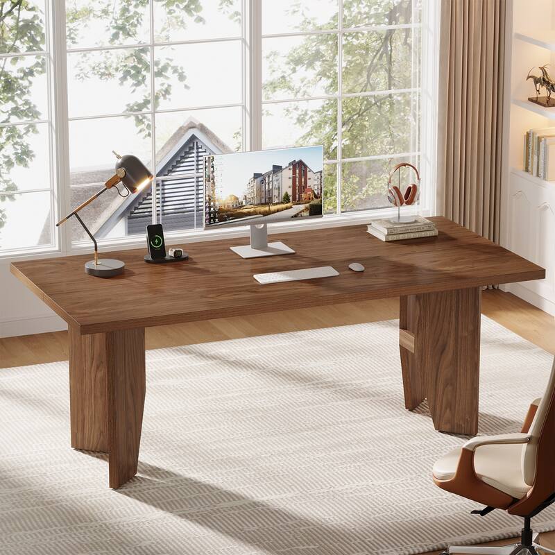 63" Executive Desk, Farmhouse Office Computer Desk with Sturdy Legs