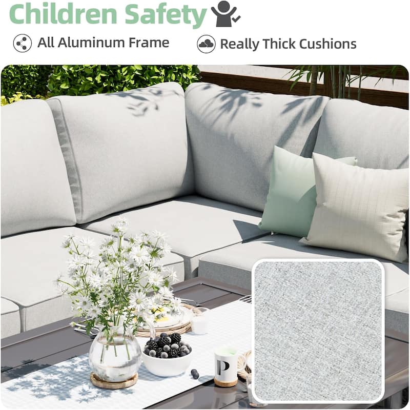 AECOJOY Aluminum Patio Furniture Set Outdoor Conversation Table and Chair