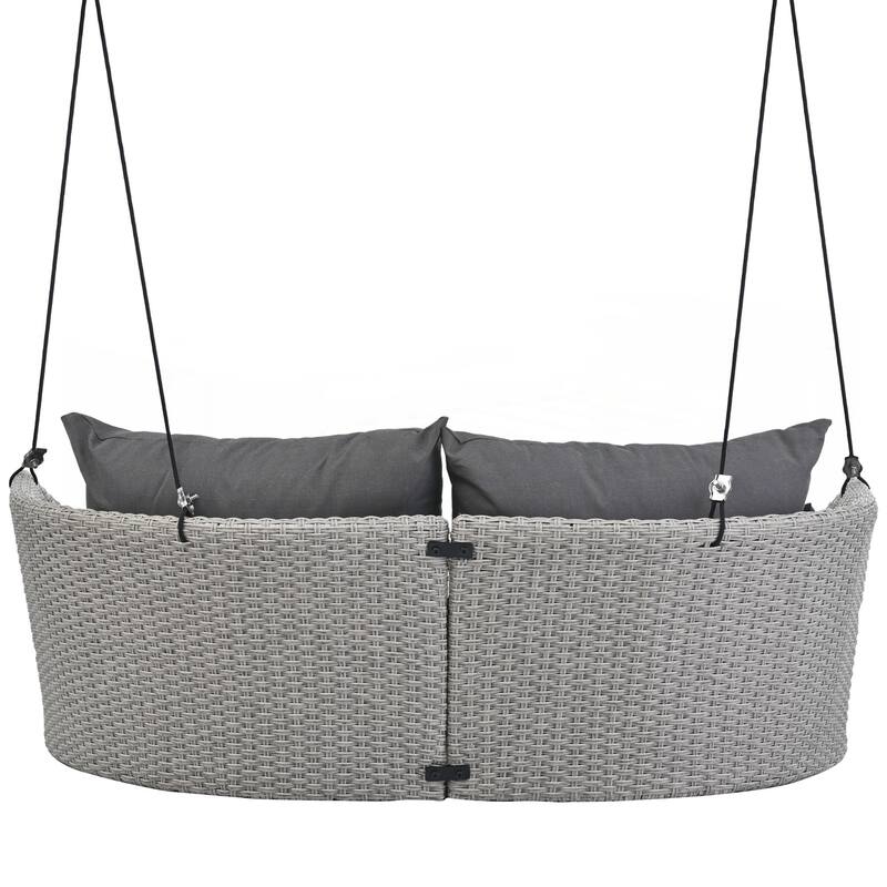 Rattan Woven Porch Swing With Ropes
