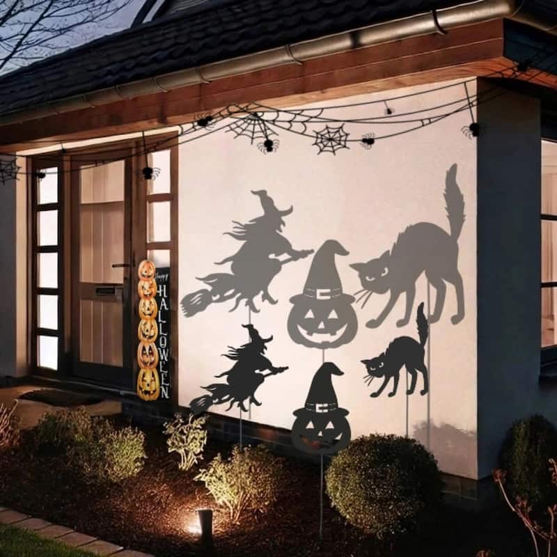Glitzhome 36"H Set of 3 Halloween Metal Silhouette Yard Stake or Hanging Decor