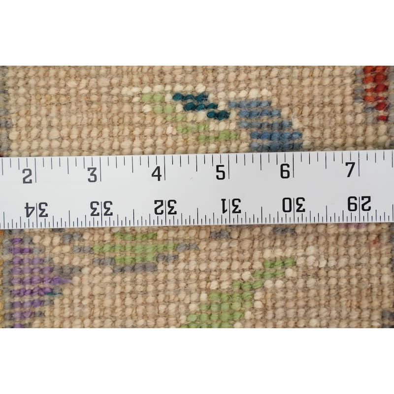 Hand Knotted Oriental 100% Wool Carpet Transitional Floral Green Oushak Area Rug - 8' 10'' X 5' 1''