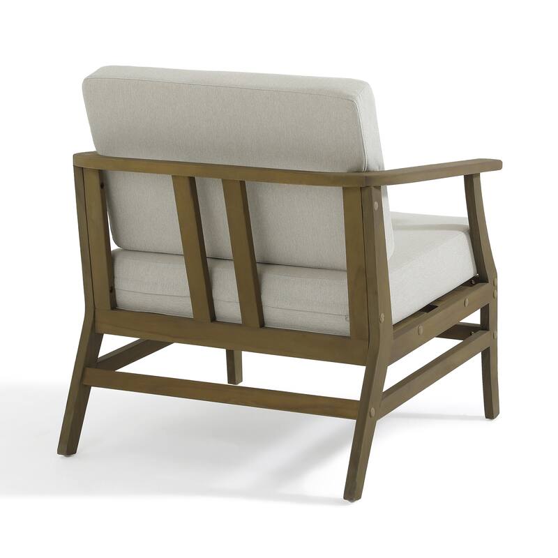 2 Set Patio Teak Wood Outdoor Chair with Cushions