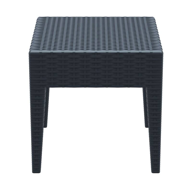 18" Gray Outdoor Patio Wickerlook Square Side Table