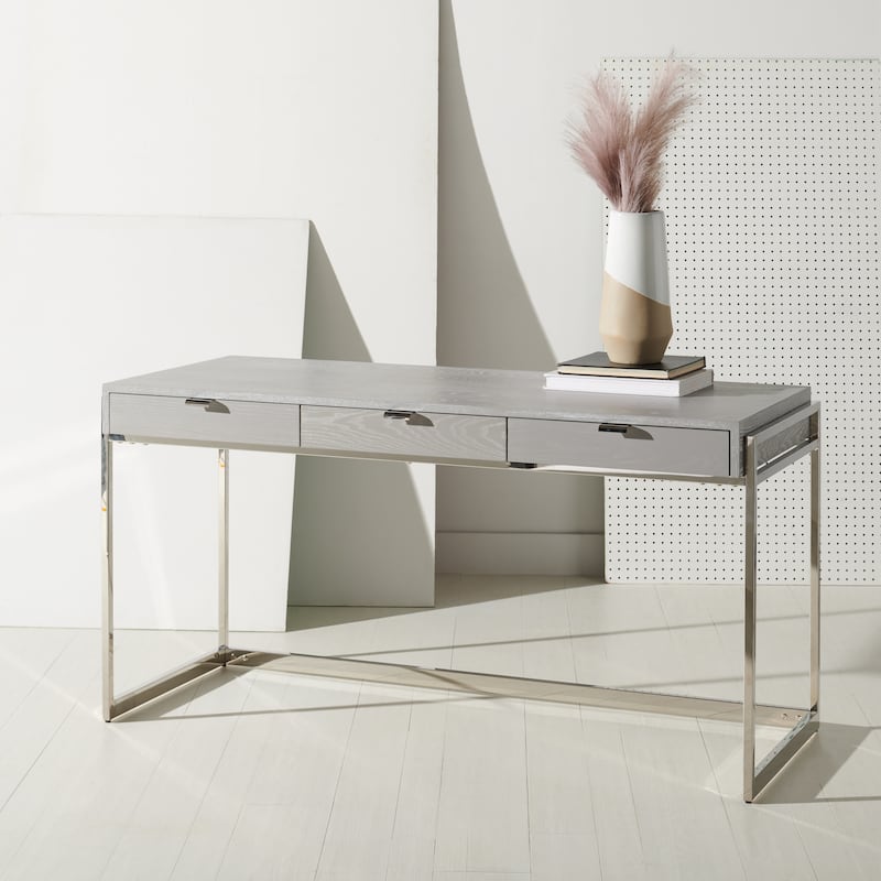 SAFAVIEH Couture Radunka 3-Drawer Smoked Eucalyptus Writing Desk