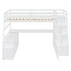 preview thumbnail 8 of 13, Full Size Loft Bed with Storage Stairs & Desk, Wooden Loft Bed Frame with 7 Drawers & 2 Shelves for Kids Boys Girls Teens, White