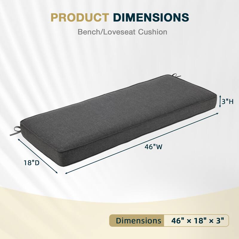 Aoodor Patio Furniture 46" x 18" x 3.1" Outdoor Bench Cushion