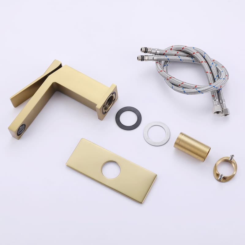 Single Handle Bathroom Faucet with Deck Plate Brass 1 Hole Modern Bathroom Sink Basin Faucets