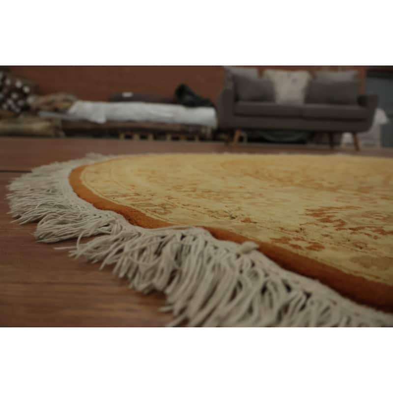 Hand Knotted Oriental 100% Wool Carpet Traditional All-Over Oranges & Rust Ziegler Area Rug - 5' 2'' X 5' 2''