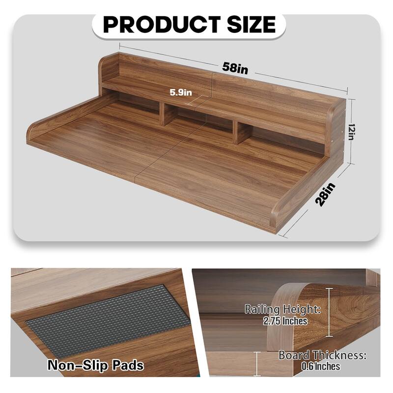 Washer Dryer Countertop with Non-slip Pads, Laundry Wood Shelf Topper with Edge, for Washer and Dryer Laundry Hamper Counter