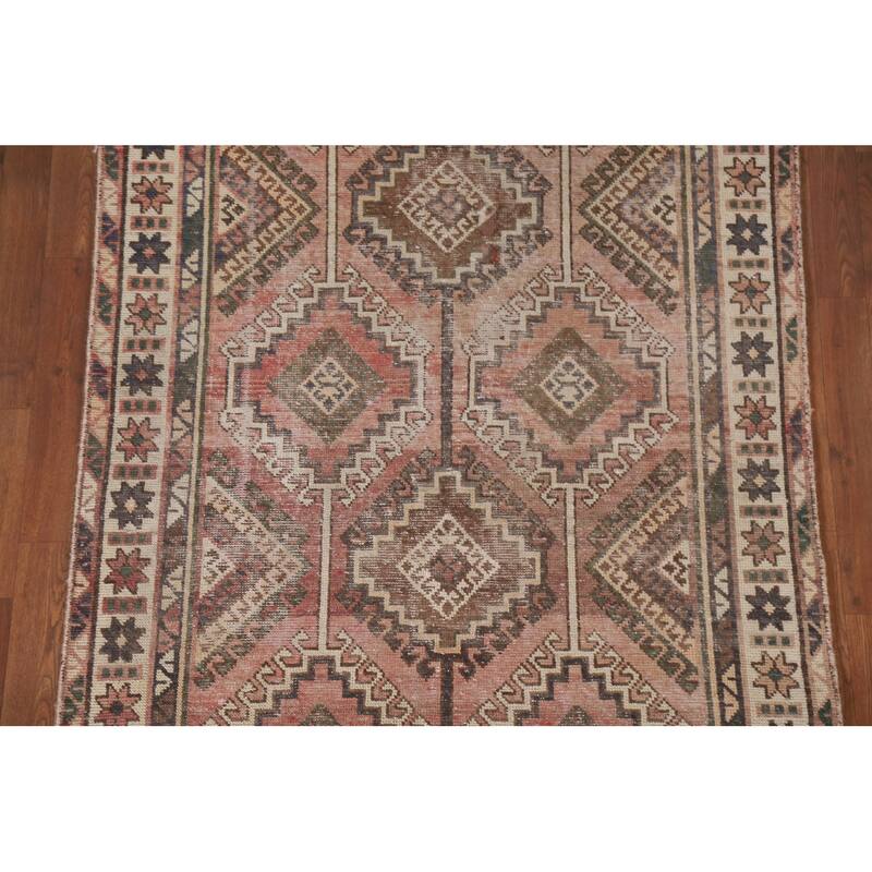 Hand Knotted Oriental 100% Wool Carpet Traditional Geometric Pink Balouch Area Rug - 7' 8'' X 4' 1''
