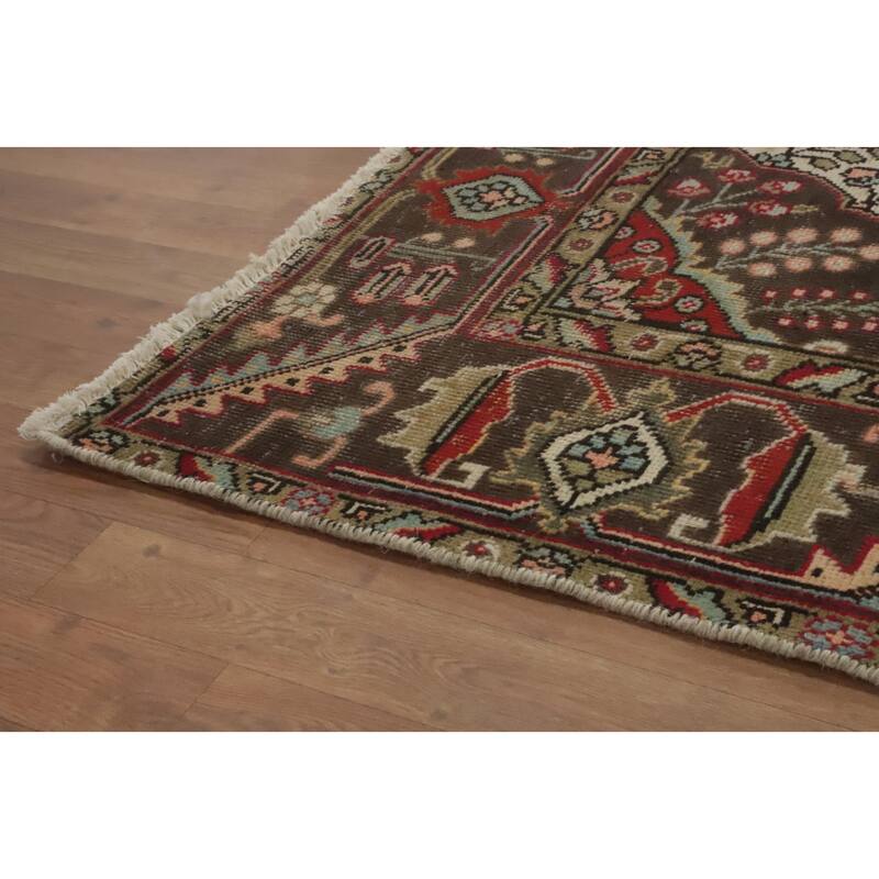 Hand Knotted Oriental 100% Wool Carpet Traditional Floral Red Tabriz Area Rug - 9' 0'' X 6' 7''