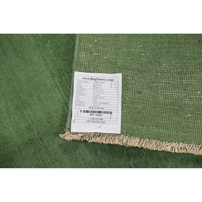 Light Green Modern Gabbeh Oriental Area Rug Handmade Wool Carpet - 4'11" x 6'5"