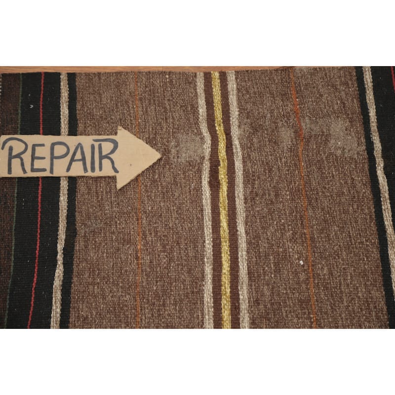 Hand Woven Oriental 100% Wool Carpet Southwestern Tribal Brown Kilim Area Rug - 10' 5'' X 6' 6''