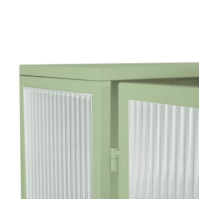 23.62" Modern Fluted Glass Wall Cabinet with Two Doors, Open Shelf & Towel Rack