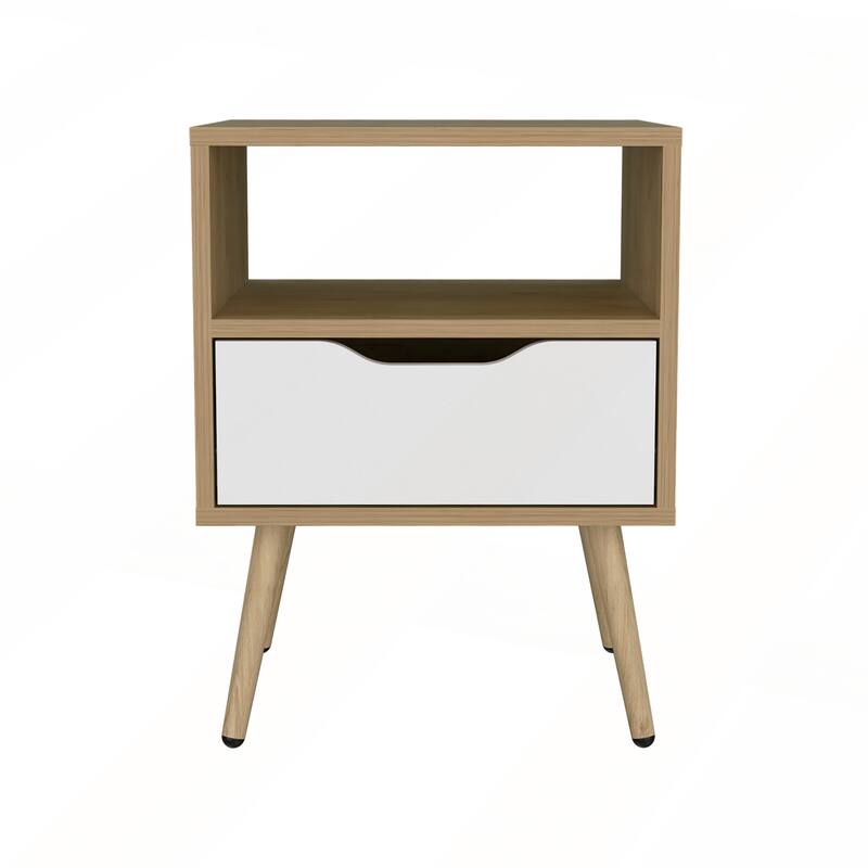 Compact 21-Inch High Nightstand with One Drawer and Open Shelf for Modern Bedrooms