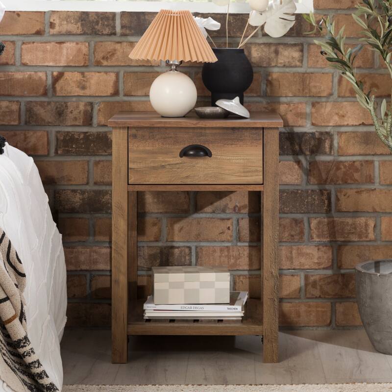 Middlebrook 18-inch 1-drawer Farmhouse Side Table - Rustic Oak