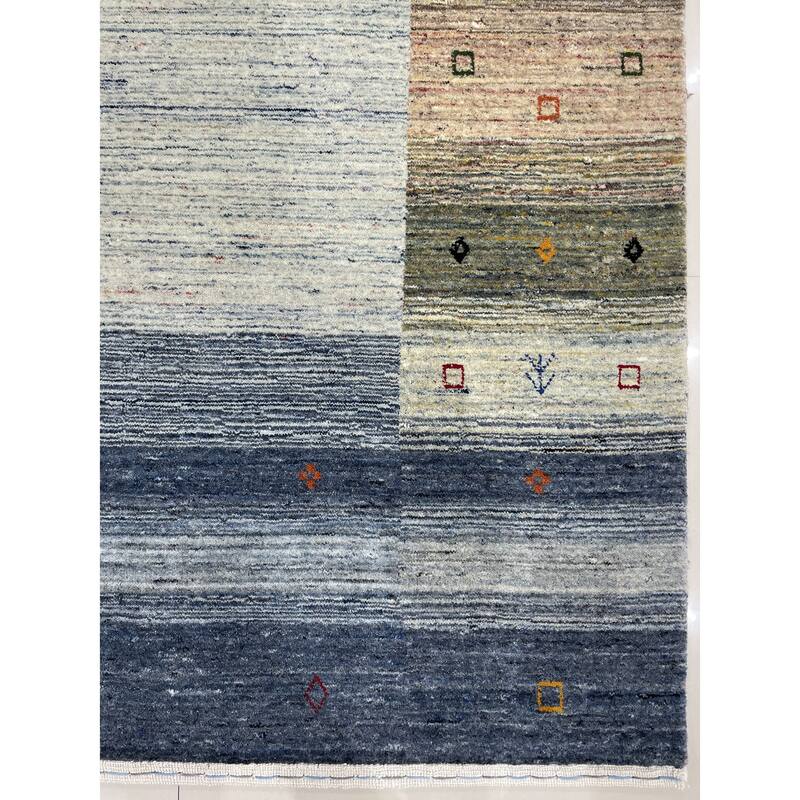 Hand-knotted Wool NATURAL GREY Transitional Modern Gabbeh Rug