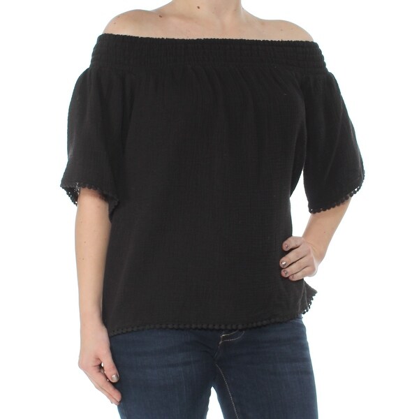 black off the shoulder top short sleeve
