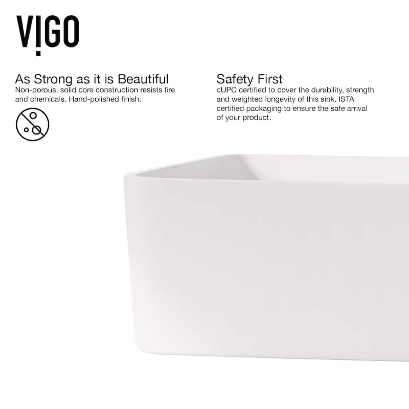 VIGO Jasmine 18"L x 15"W MatteStone Vessel Sink and Olus Wall Mount Faucet Set