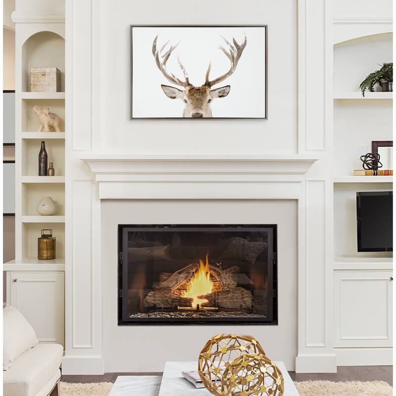 Kate and Laurel Sylvie Stag Peekaboo Framed Canvas by Amy Peterson Art Studio