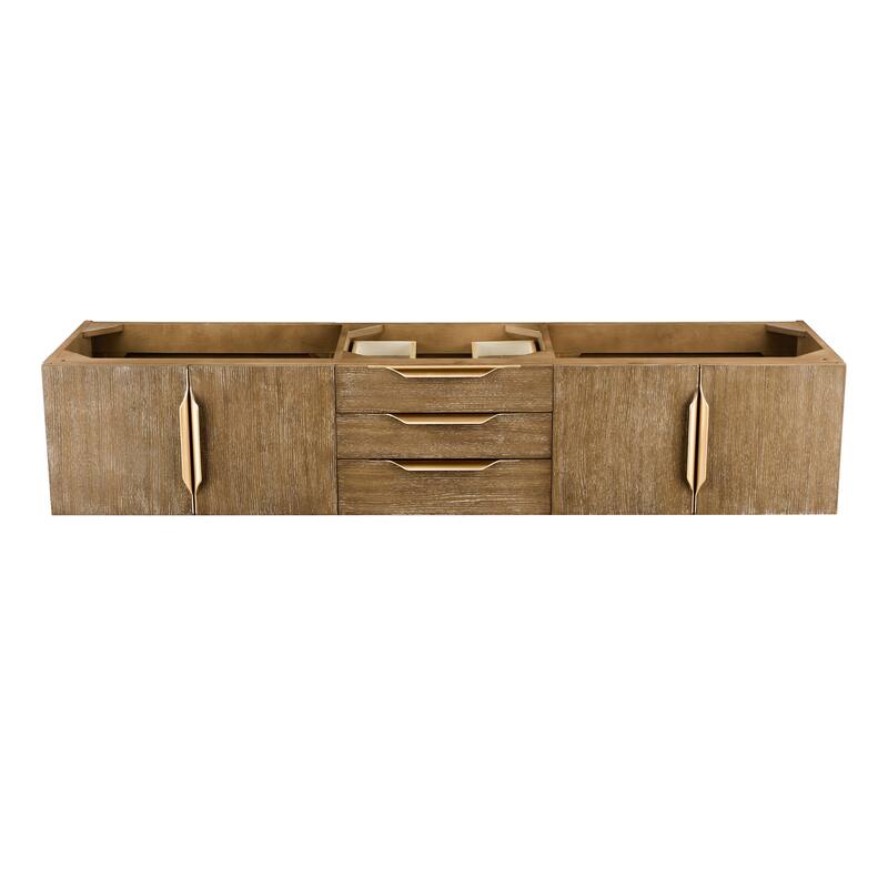 James Martin Vanities Columbia 72" Double Wall Mount Vanity Cabinet, Latte Oak, Radiant Gold - Gold Finish - Brown - Double Vanities