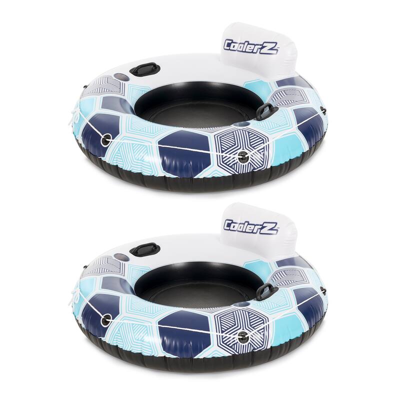 Bestway CoolerZ Rapid Rider Inflatable Lake Pool Tube Float, Blue/Gray, 2 Pack - 5