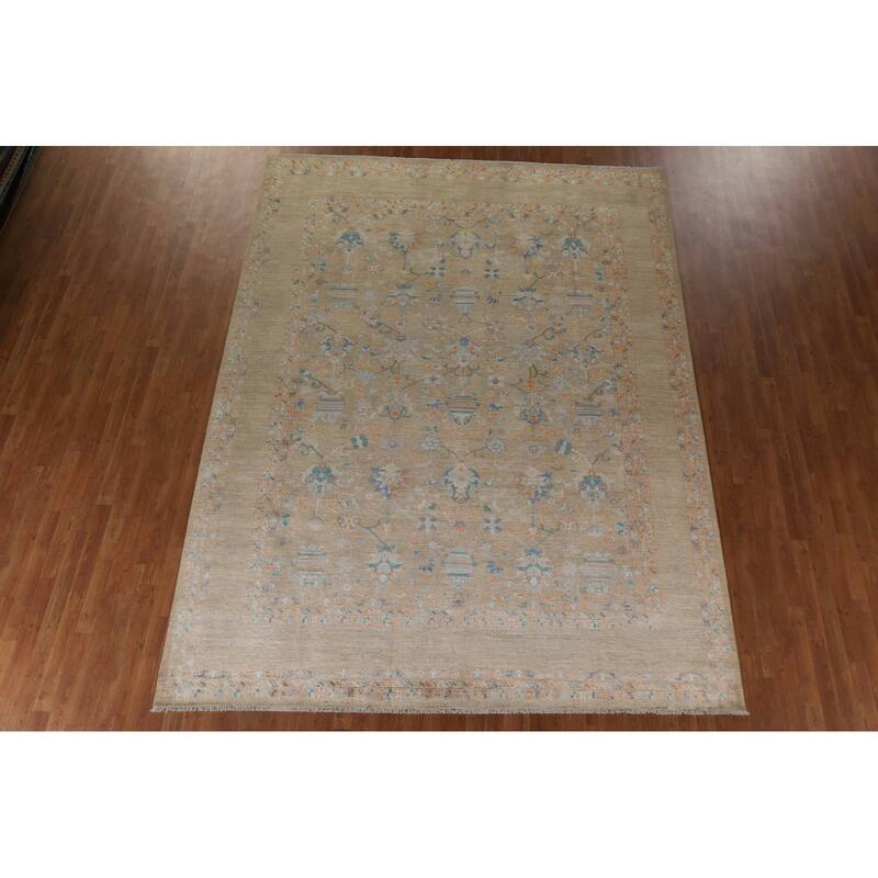 Floral Sultanabad Yellow Ziegler Area Rug Handmade Wool Carpet 8'10