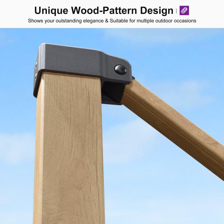 PURPLE LEAF Wood Grain Premium Patio Cantilever Umbrella