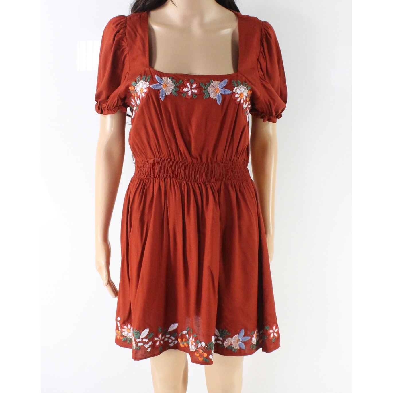 Angie Womens Embroidered Neckline Sundress