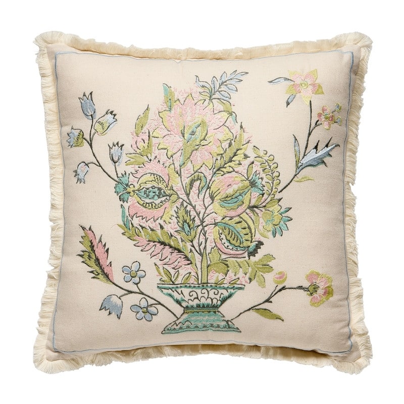 Spartina 449 Sugar Mill Embroidered Floral Bouquet Pillow